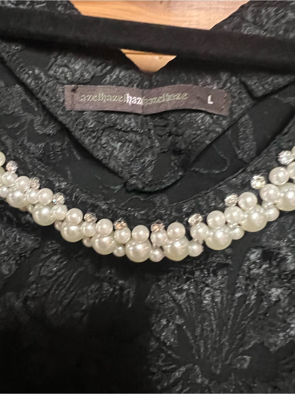 Embellished Pearl Collar Black Dress by Tadashi Shoji